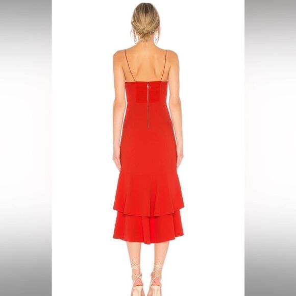 Alice+Olivia Amina Plunging Sweetheart Body-con Dress In Perfect Poppy sz 8 - Picture 3 of 16